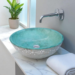 Green Concave Bespoke Concrete Namibian Dream Sink 42 x 14cm (Made to Order)