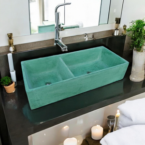 Green Double Butler 101 x 44.5 x 20.5cm Basin - Bespoke Handmade Sink Seedleme