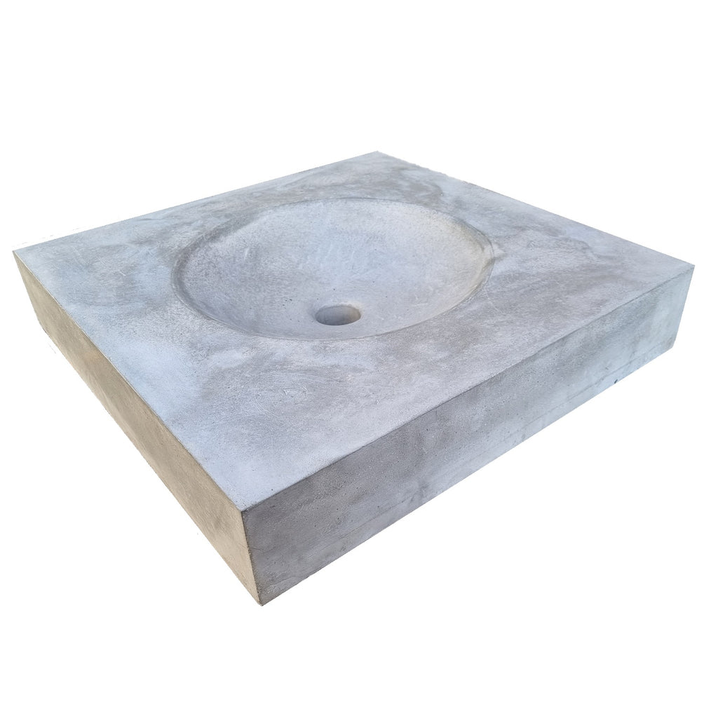 Grey flat square concrete basin 50 x 50 cm