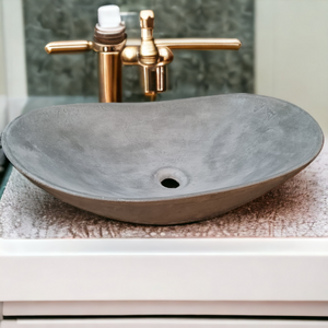 Bespoke Cement Concrete Butler Basin Sink Modern Oval Shape 59 x 39 x 12cm