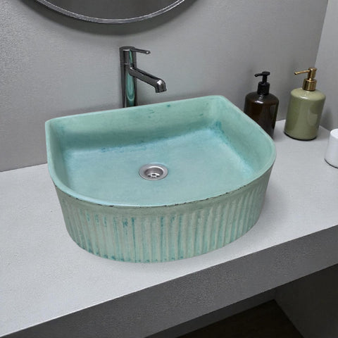 Image of The Aphrodite Green Bespoke Concrete Sink 40 x 37.5 x 12.5cm Seedlme