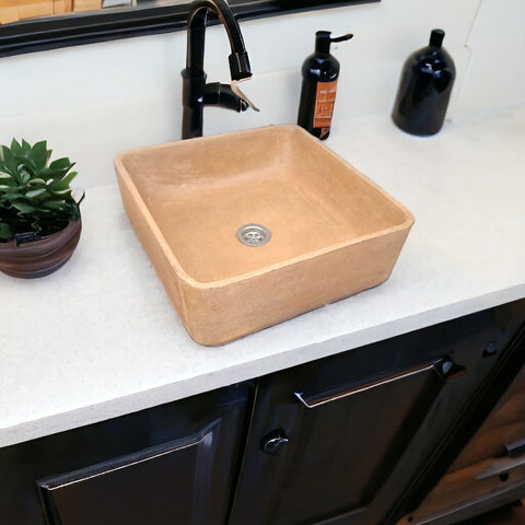 Image of Burnt Orange 36 x 36 x 12cm Concrete Countertop Basin - Handmade in RSA Seedleme