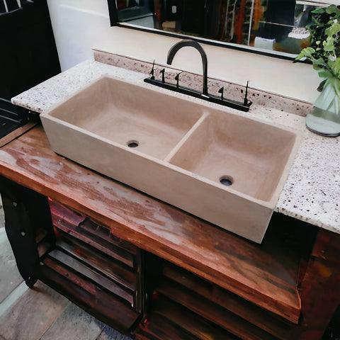 Image of Burnt Orange Double Farm Style Butler Sink 101 x 44.5 x 20.5cm Seedleme