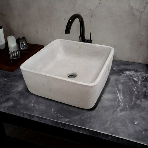Image of Concrete Cement Handmade Basin Countertop Butler Sink 31 x 31 x 12cm Seedleme