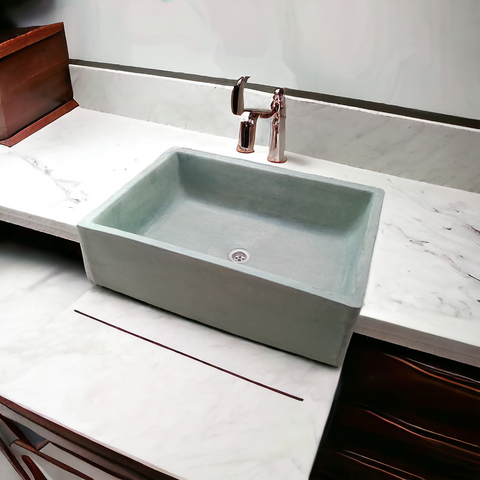 Image of Green Bespoke Single Farm Style Concrete Basin 65 x 45 x 20cm Seedleme