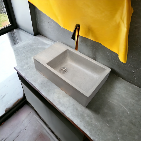 Image of Grey Concrete Basin/Sink 42 x 24 x 11.5cm High Quality Concrete - Seedleme