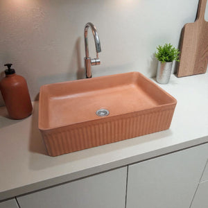 The Abalone Terracotta Bespoke Concrete Sink 50 x 34 x 13cm Seedleme