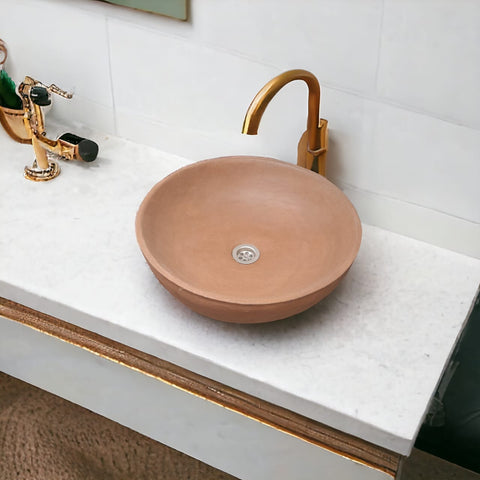 Image of Choc Plum Round Concave Handmade Bathroom Sink. 42 x 14cm Seedleme