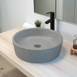 Round Grey Concrete Basin Handmade Countertop Sink 40 x 40 x 12 cm Seedleme
