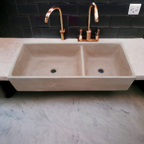Image of Burnt Orange Double Farm Style Butler Sink 101 x 44.5 x 20.5cm Seedleme