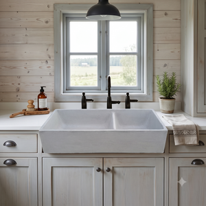 Grey Double Butler Basin 101 x 44.5 x 20.5cm Bespoke Hand-made Sink