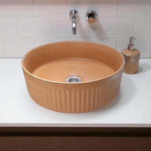 The Pangolin Bespoke Burnt Orange Round Ribbed Sink 36 x 11.5 Seedleme