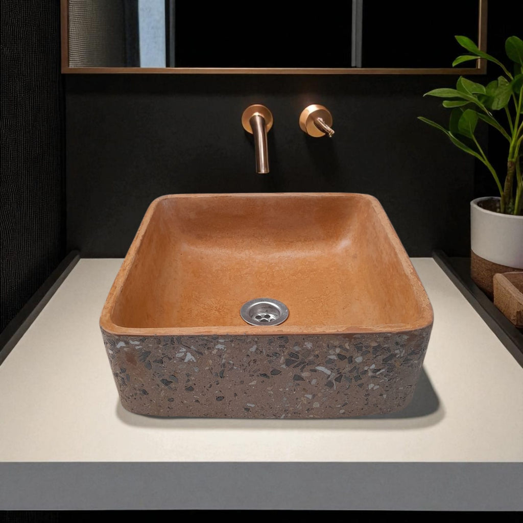 Burnt Orange 31 x 31cm Namibian Dream Bespoke Concrete Sink Seedleme
