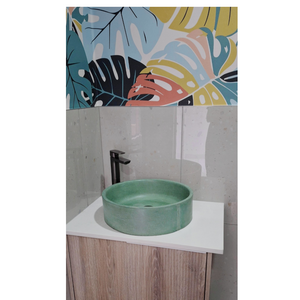 Green Bespoke Round Cement Basin 40 x 12cm Seedleme