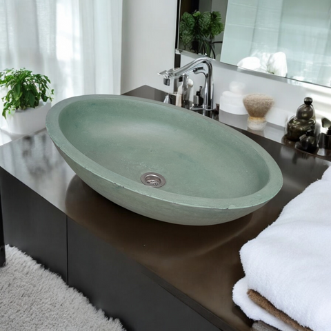 Image of Angels Rock Pool Green Bespoke Bathroom Sink 545x400x165mm Seedleme