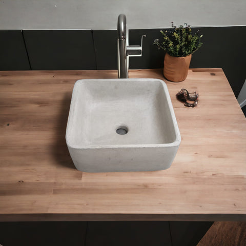 Image of Concrete Cement Handmade Basin Countertop Butler Sink 31 x 31 x 12cm
