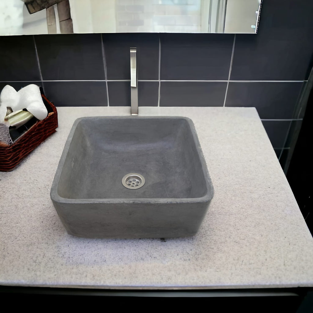 Charcoal Concrete Cement Handmade Basin Countertop Butler Sink 31x31x12cm