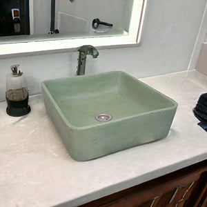 Green Concrete Handmade Countertop Basin 36 x 36 x 12cm