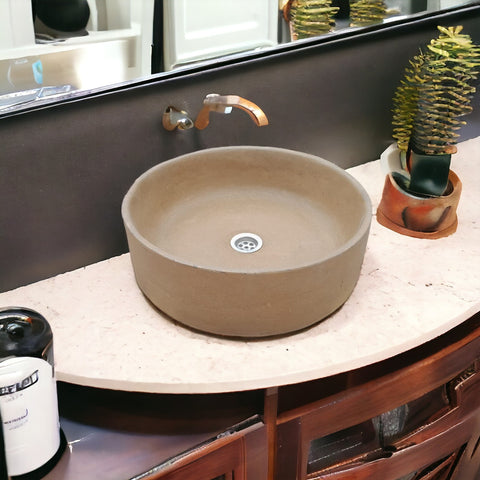 Image of Burnt Orange Bespoke Round Concrete Bathroom Sink 40 x 12cm