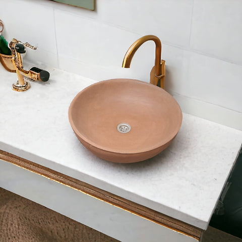 Image of Choc Plum Round Concave Handmade Bathroom Sink. 42 x 14cm