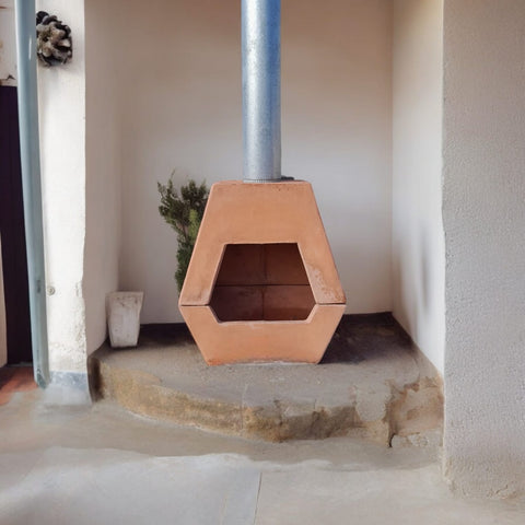 Image of Terracotta Concrete fireplace indoor/outdoor 60 x 55 x 30cm