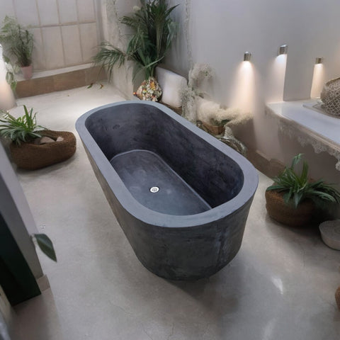 Image of Silverland Black Concrete Bath 175 x 80 x 50cm