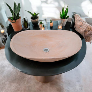 Peach Blossom Concrete Sink Modern Oval Shape 59 x 39 x 12cm