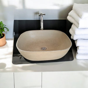 Sandstone Bespoke Concrete Aquadite Bathroom Sink 50 x 40.5 x 14.5cm