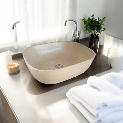 Image of Sandstone Bespoke Concrete Aquadite Bathroom Sink 50 x 40.5 x 14.5cm