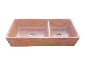 Terracotta Concrete Double Butler Basin/Sink 101 x 44.5 x 20.5cm