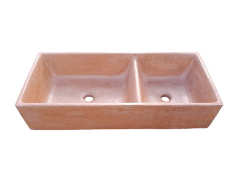 Image of Terracotta Concrete Double Butler Basin/Sink 101 x 44.5 x 20.5cm