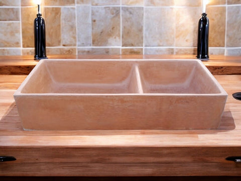 Image of Terracotta Concrete Double Butler Basin/Sink 101 x 44.5 x 20.5cm