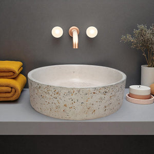 Ivory Round Flat Namibian Dream Bespoke Basin 40 x 40 x 12cm