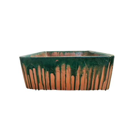 Image of Forest Green Epoxy Dripping Over Rose Gold 31 x 31cm