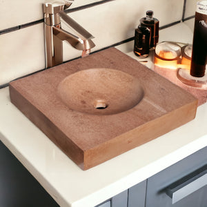 Terracotta flat square concrete basin 50 x 50 cm