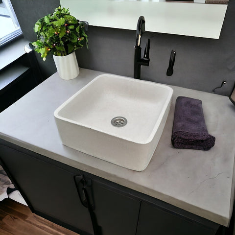 Image of Ivory Cement Concrete Basin/Sink 31 x 31 x 12cm - High Quality made in RSA Seedleme