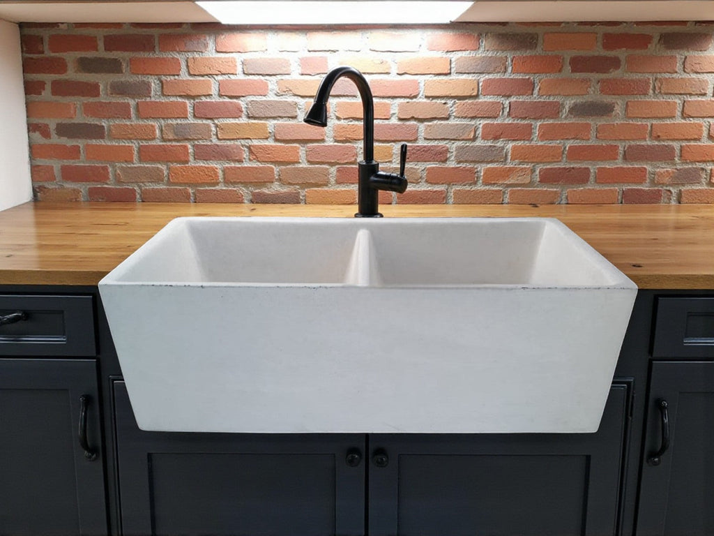 Large Ivory Double Concrete Kitchen Butler basin 80 x 40 x 27cm (50mm Outlet) Seedleme