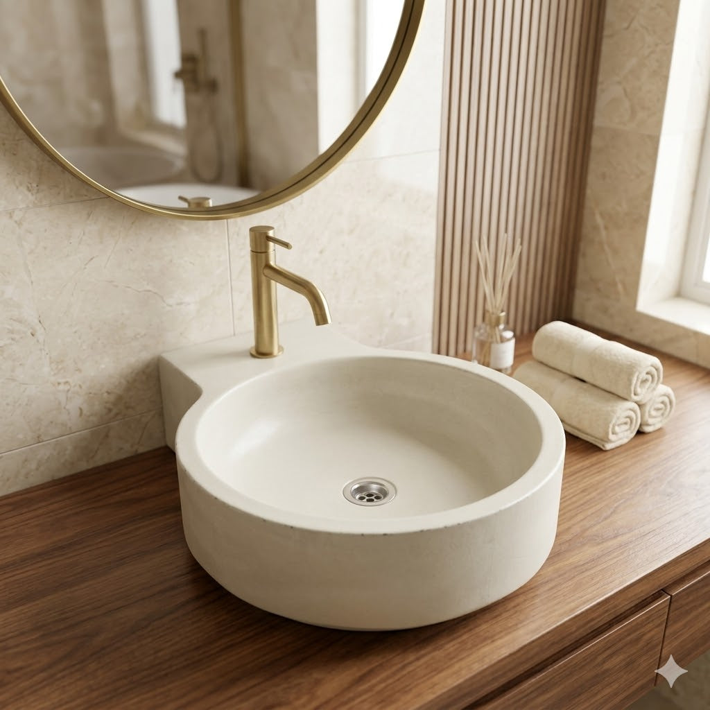 The Good Lukkah Bespoke Ivory Concrete Sink 56 x 42.5 x 12cm