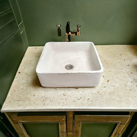 Image of Ivory Cement Concrete Basin/Sink 36 x 36 x 12cm - Seedleme