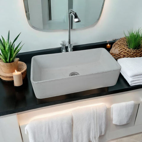 Image of Aquatina Ivory Concrete Basin 47 x 23.5 x 12cm Seedleme