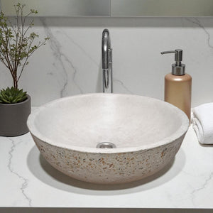 Ivory Round Concave Namibian Dream Concrete Bespoke Basin 42 x 42 x 14 cm Seedleme
