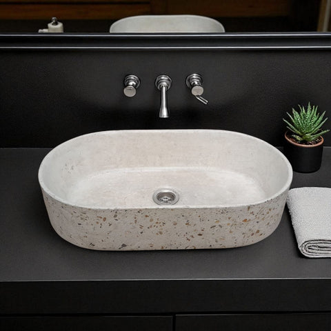 Image of Gaia's Ark Ivory Namibian Dream Bespoke Concrete Sink 53 x 30 x 11.5cm Seedleme