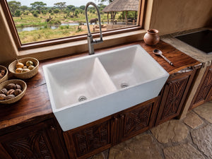 Large Ivory Double Concrete Kitchen Butler basin 80 x 40 x 27cm (50mm Outlet)