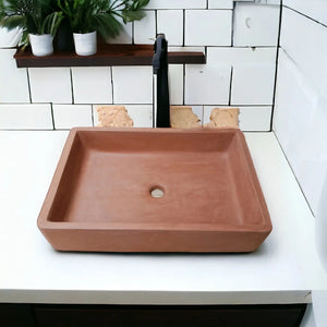 Terracotta Concrete Sink for Kitchen or Bathroom 60.5 x 41 x 13cm Seedleme