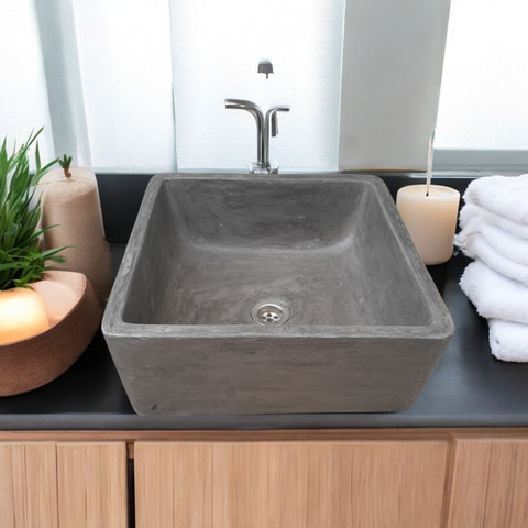 Image of Mermaids Pond 39x39x16cm Charcoal Bespoke Sink Seedleme