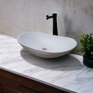 Ivory Oval  Shaped Bespoke Bathroom Basin  59 x 39 x 12cm Seedleme