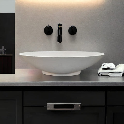 Image of Ivory Bespoke Oval Concrete Basin 50 x 35 x 15cm Seedleme