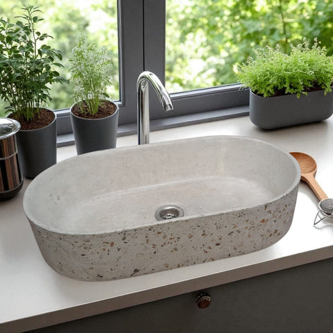 Image of Gaia's Ark Ivory Namibian Dream Bespoke Concrete Sink 53 x 30 x 11.5cm Seedleme