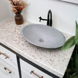 Grey Concrete Oval Basin 50 x 35 x 15cm - High Strength, Chip resistant, Sealed Seedleme