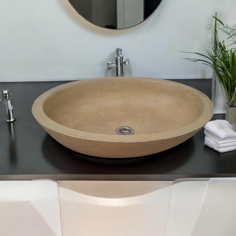 Image of Angels Rock Pool Sandstone Bespoke Bathroom Sink 545x400x165mm Seedleme